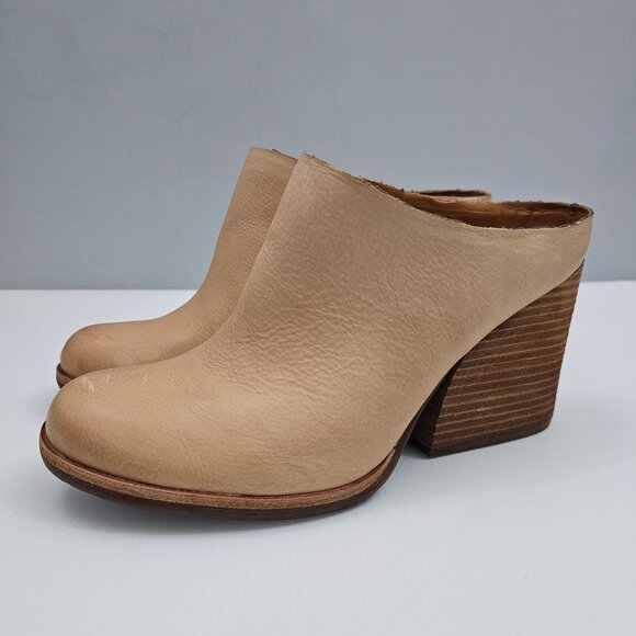 Kork Ease Challis Mules Womens 10 Tan Leather Casual Slip On Stacked Block Heel - Picture 1 of 13